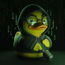The duck, hood up, ready