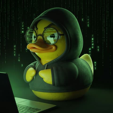 The duck reacting